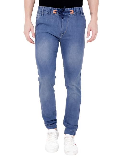 light blue washed denim joggers - 15674281 - Very Small Image - 1