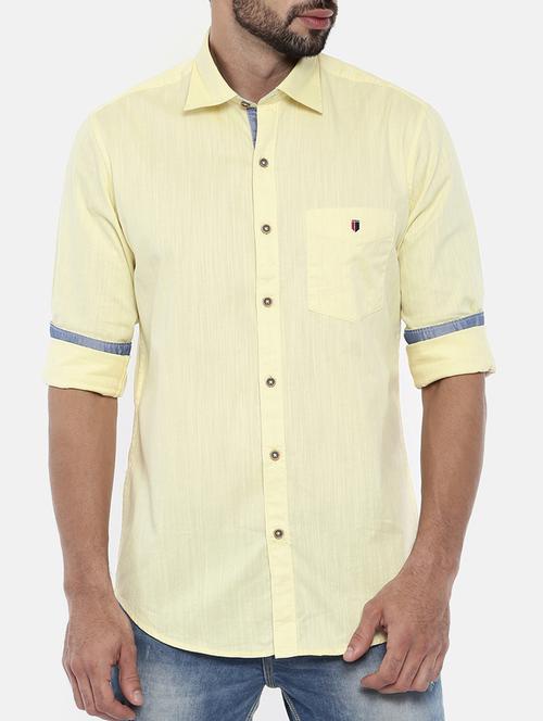 yellow cotton casual shirt - 15674784 - Very Small Image - 1