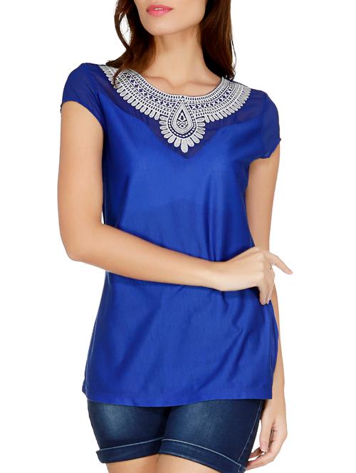 sheer paneled embroidered top - 15675281 - Very Small Image - 1