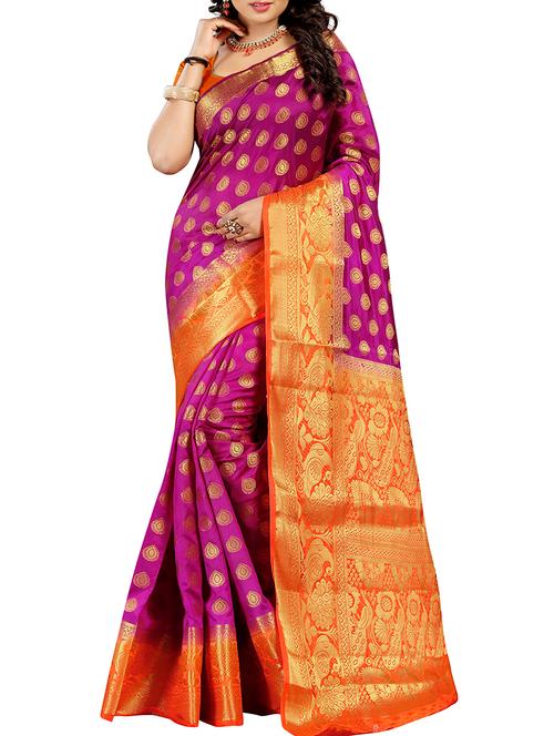 conversational zari border banarasi sare with blouse - 15675917 - Very Small Image - 1