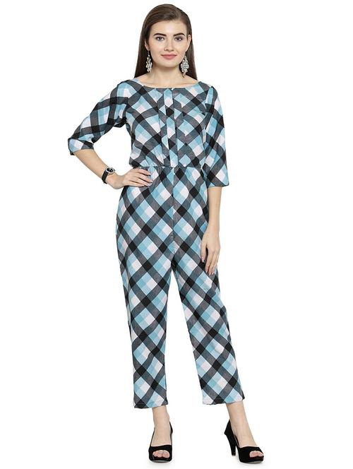 checkered full leg jumpsuit - 15676005 - Very Small Image - 1