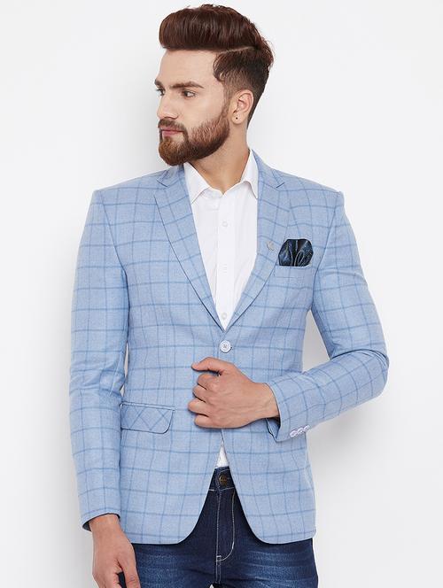 light blue wool & polyester blend single breasted blazer - 15676120 - Very Small Image - 1
