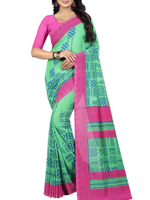 checkered printed saree - 15676264 - Very Small Image - 1