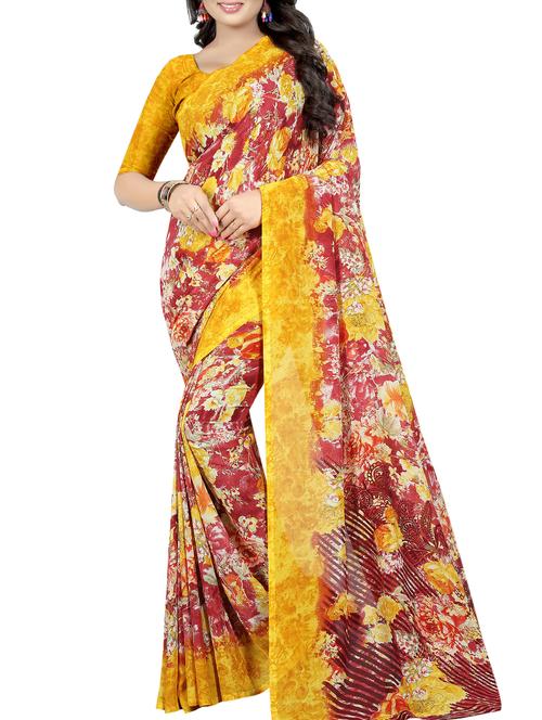 floral printed saree - 15676274 - Very Small Image - 1