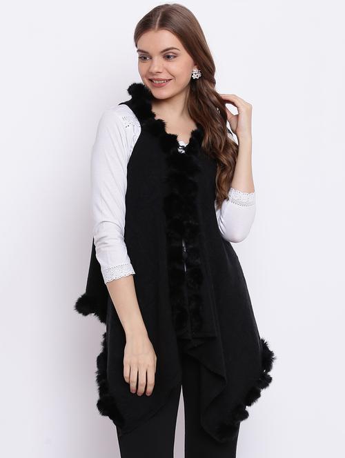 fur detail asymmetric shrug - 15676356 - Very Small Image - 1