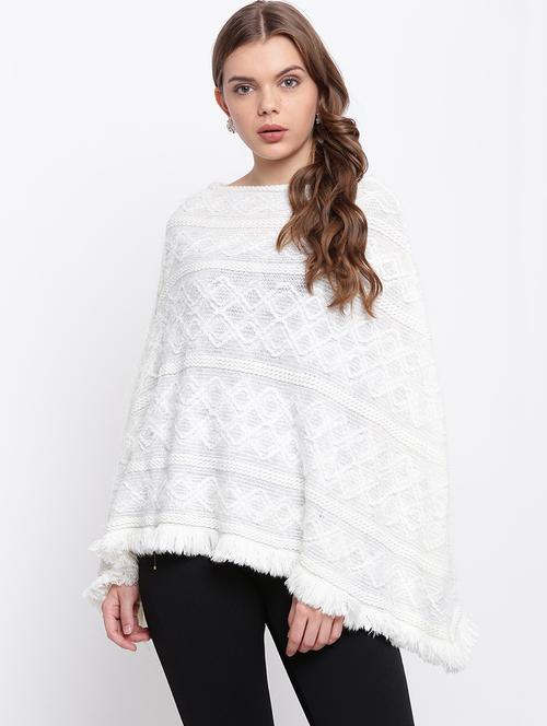 fringe detail woolen poncho - 15676358 - Very Small Image - 1