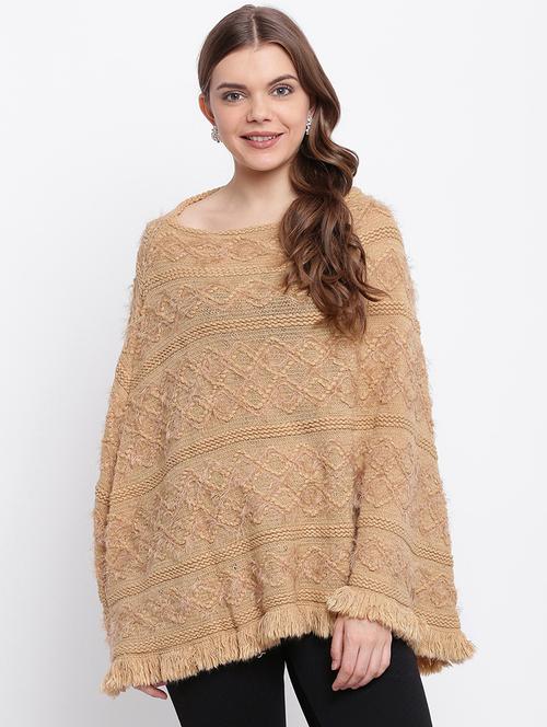 fringe detail woolen poncho - 15676360 - Very Small Image - 1