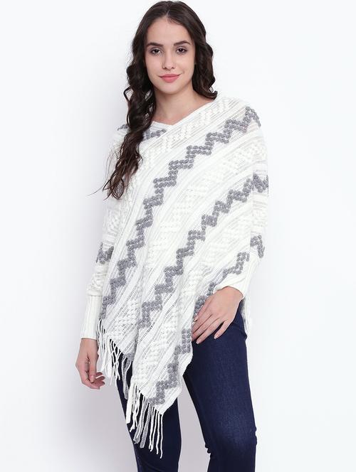 fringe detail woolen poncho - 15676361 - Very Small Image - 1