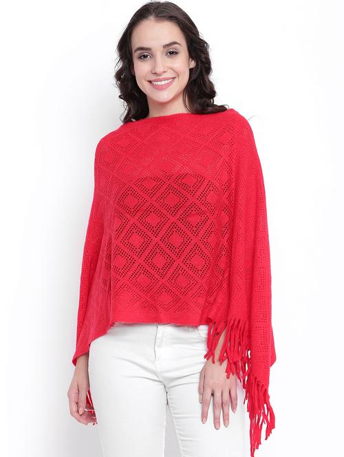 fringe detail woolen poncho - 15676373 - Very Small Image - 1