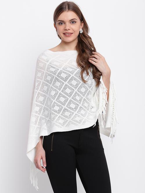 fringe detail woolen poncho - 15676375 - Very Small Image - 1