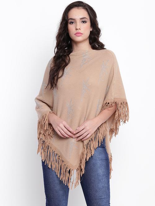 fringed hem woolen poncho - 15676395 - Very Small Image - 1