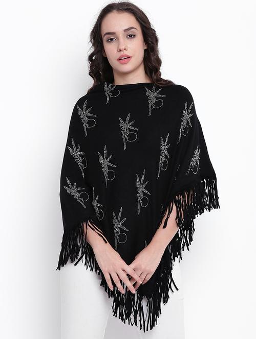 fringed hem woolen poncho - 15676397 - Very Small Image - 1