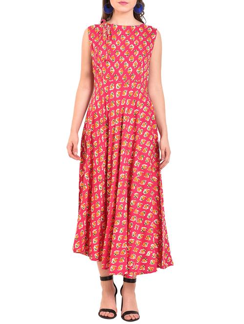 a-line printed key hole dress - 15676414 - Very Small Image - 1