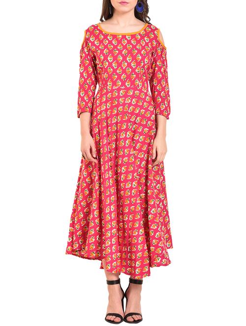 flared cold shoulder dress - 15676417 - Very Small Image - 1