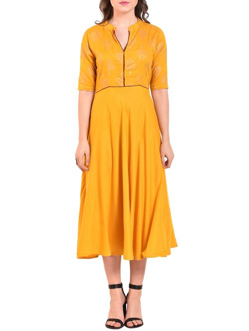 flared foil print dress - 15676424 - Very Small Image - 1