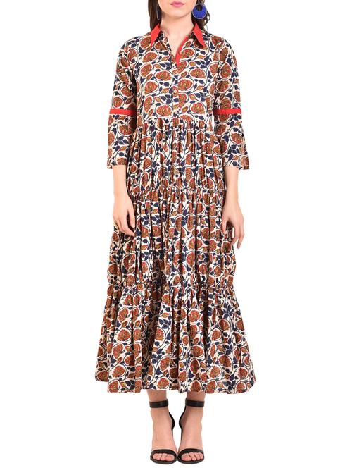tiered kalamkari dress - 15676427 - Very Small Image - 1