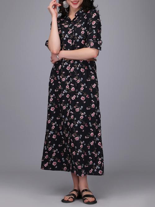 floral button up a-line dress - 15676497 - Very Small Image - 1