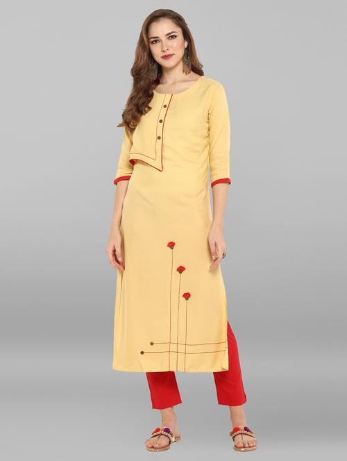 embroidered straight kurta - 15676549 - Very Small Image - 1