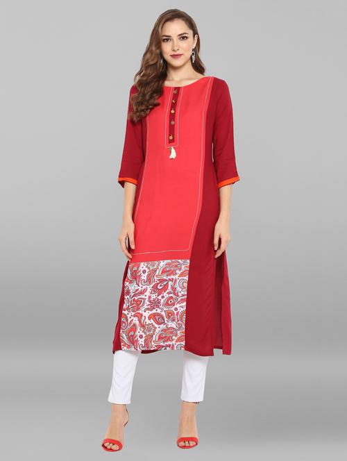 color block straight kurta - 15676562 - Very Small Image - 1