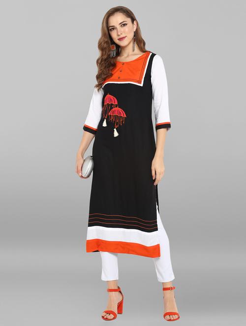 embroidered straight kurta - 15676568 - Very Small Image - 1