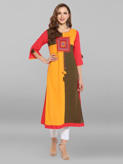 embroidered straight kurta - 15676573 - Very Small Image - 1