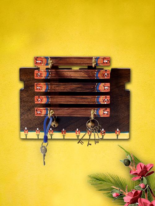unravel india sheesham wood handpainted warli art key holder - 15677698 - Very Small Image - 1