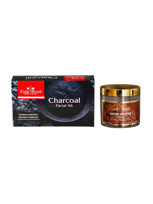 charcoal facial kit with cocoa butter scrub 100gm - 15677803 - Very Small Image - 1