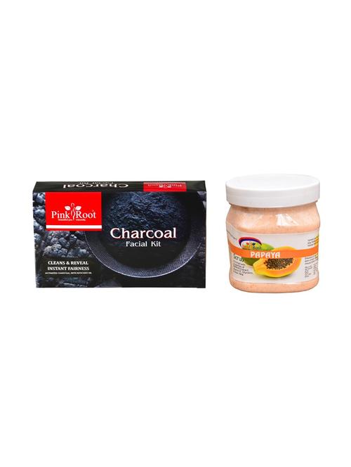 charcoal facial kit 83gm with papaya scrub 500ml - 15677830 - Very Small Image - 1