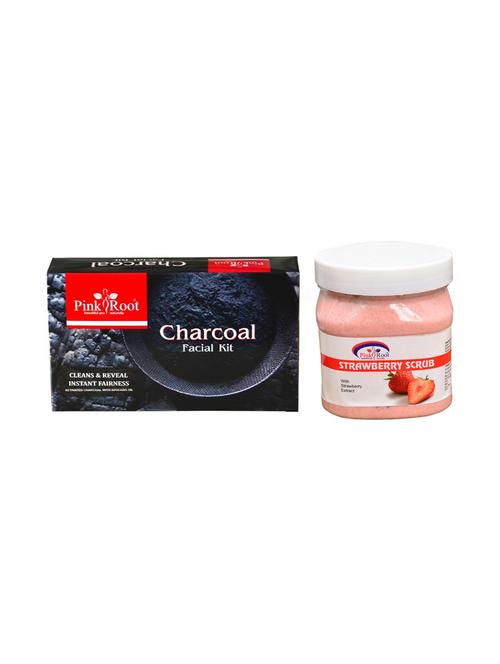 charcoal facial kit 83gm with strawberry scrub 500ml - 15677834 - Very Small Image - 1