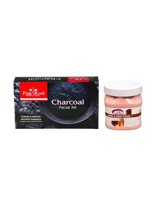 charcoal facial kit 83gm with wine & beer scrub 500ml - 15677836 - Very Small Image - 1