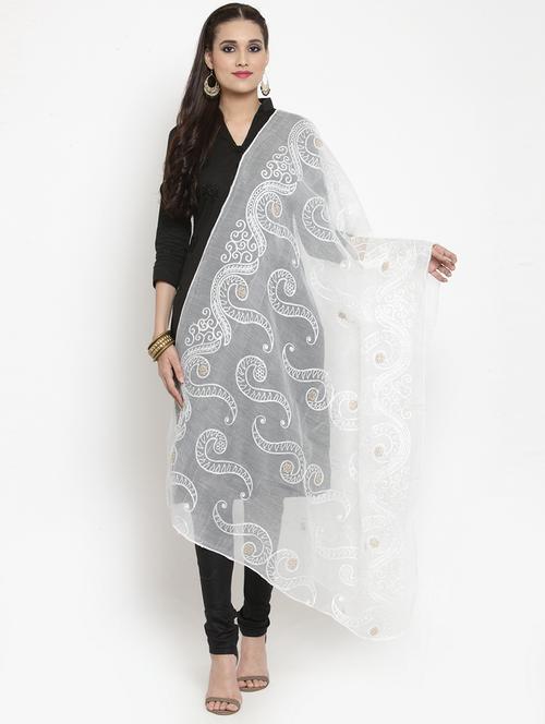 embroidered net dupatta - 15678379 - Very Small Image - 1