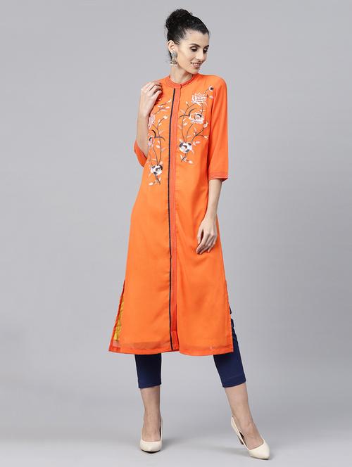 embroidered straight kurta - 15678411 - Very Small Image - 1