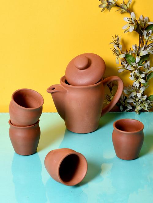 unravel india kettle & kullad morning tea set(set of 5) - 15678681 - Very Small Image - 1