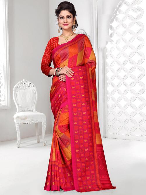 geometrical printed saree with blouse - 15678908 - Very Small Image - 1