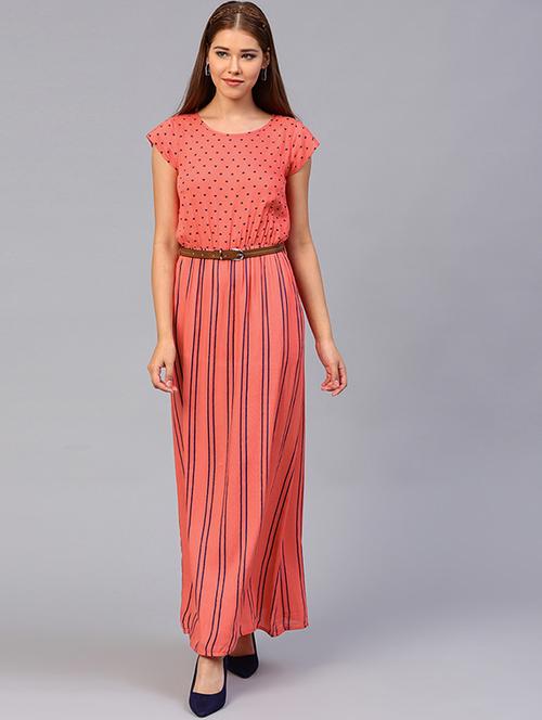 heart print striped maxi dress - 15678981 - Very Small Image - 1