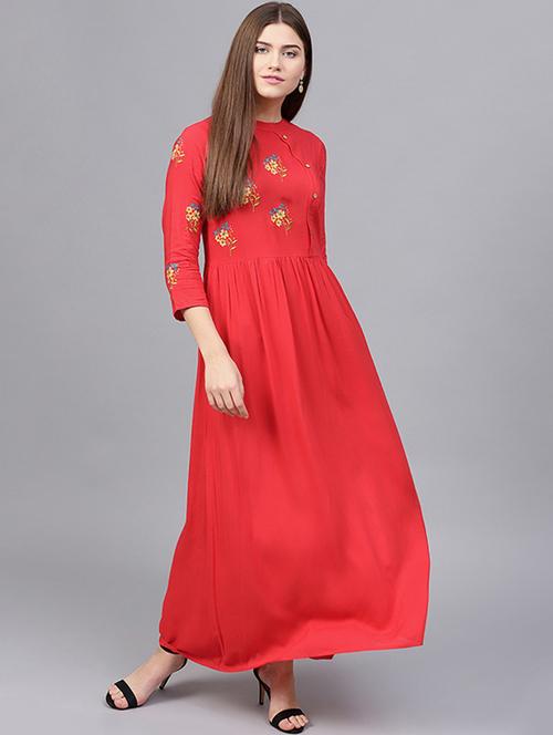 embroidered button detail maxi dress - 15678988 - Very Small Image - 1