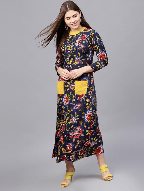 contrast pocket patch floral maxi dress - 15678991 - Very Small Image - 1