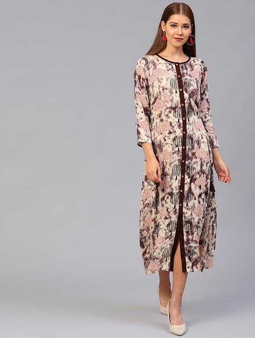 contrast placket a-line dress - 15679032 - Very Small Image - 1