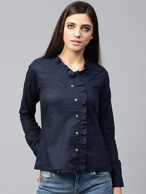 frill trim button detail top - 15679053 - Very Small Image - 1