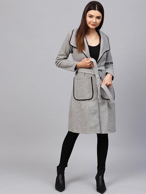 contrast detail tie up waist trench coat - 15679089 - Very Small Image - 1