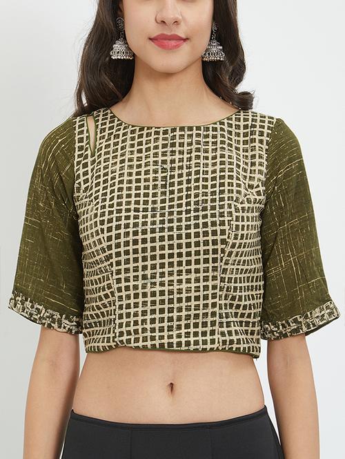 olive printed blouse - 15679107 - Very Small Image - 1