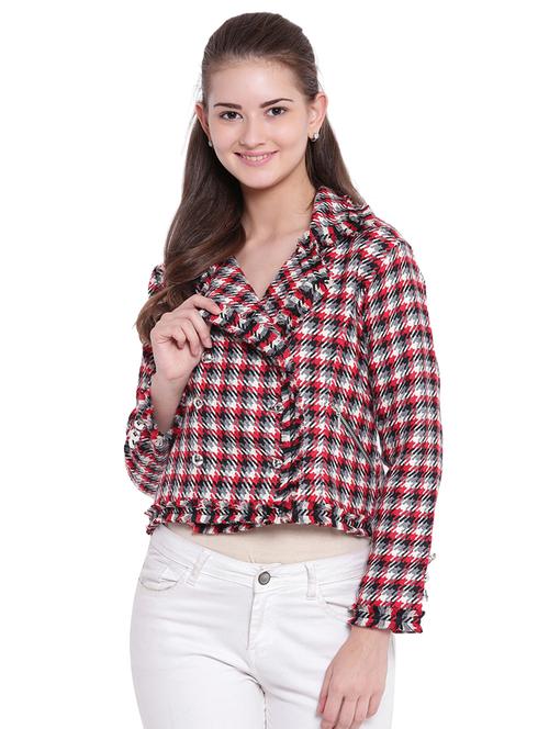 hounds-tooth fringe jacket - 15679717 - Very Small Image - 1