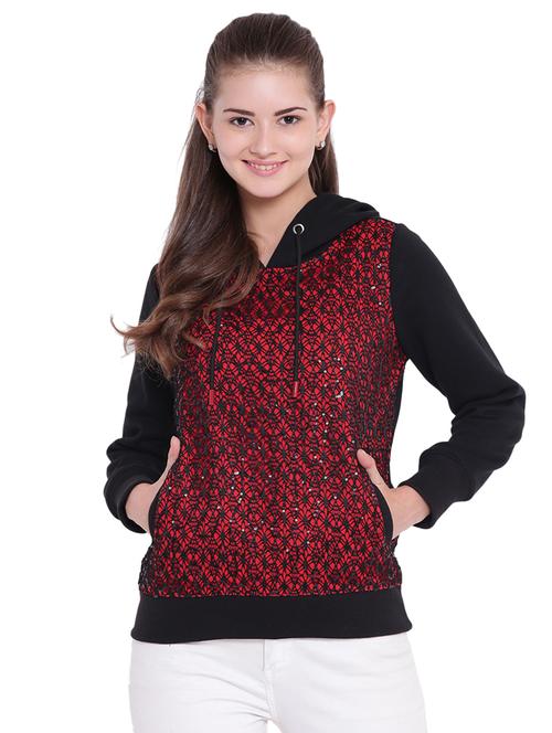mesh sequin detail hooded sweatshirt - 15679722 - Very Small Image - 1