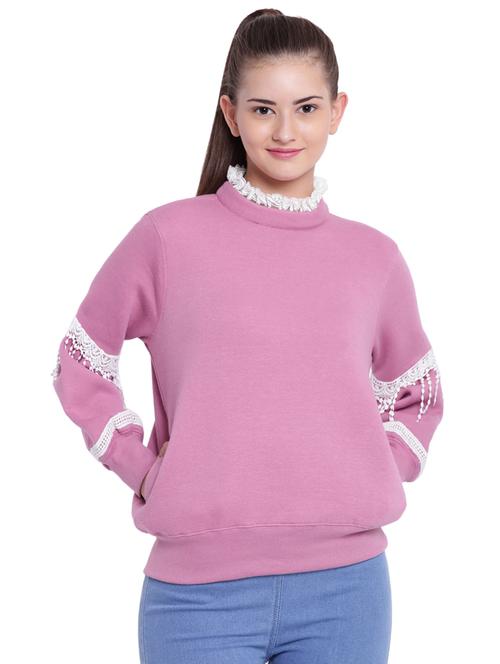 lace detail balloon sleeved sweatshirt - 15679735 - Very Small Image - 1