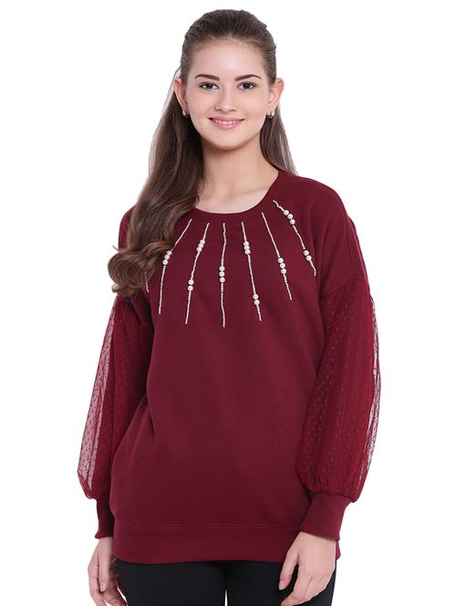 pearl embellished mesh panel sweatshirt - 15679737 - Very Small Image - 1