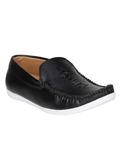black leatherette slip on loafers - 15679966 - Very Small Image - 1