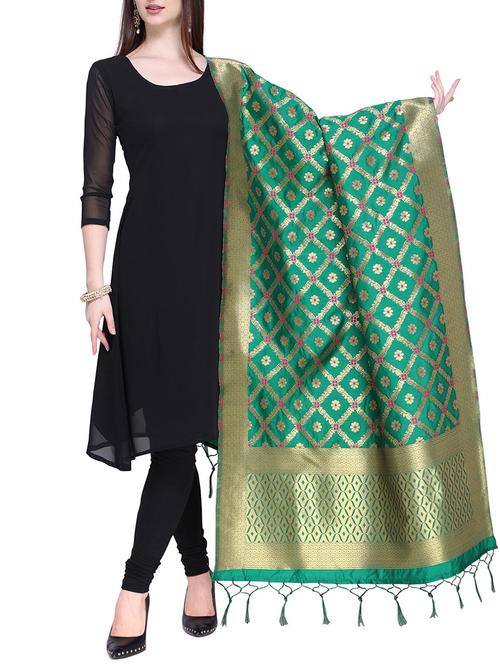 zari self-design banarasi dupatta - 15680033 - Very Small Image - 1