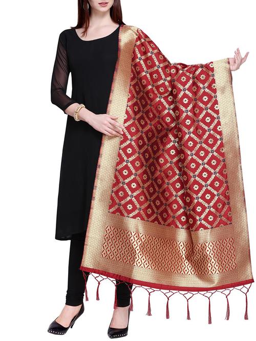 zari self-design banarasi dupatta - 15680036 - Very Small Image - 1