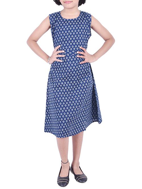 blue cotton frock - 15680048 - Very Small Image - 1