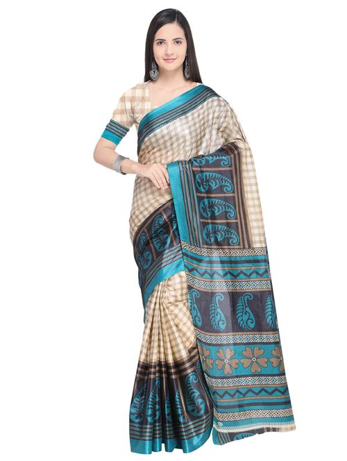 checkered printed saree - 15680377 - Very Small Image - 1